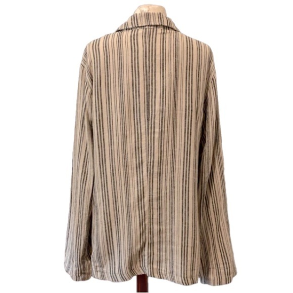 Sanctuary Striped Button Blazer Linen Blend Lagenlook Large  (Anthrologie Brand) - Picture 3 of 8